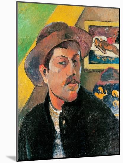 Self Portrait in a Hat, 1893-94-Paul Gauguin-Mounted Giclee Print