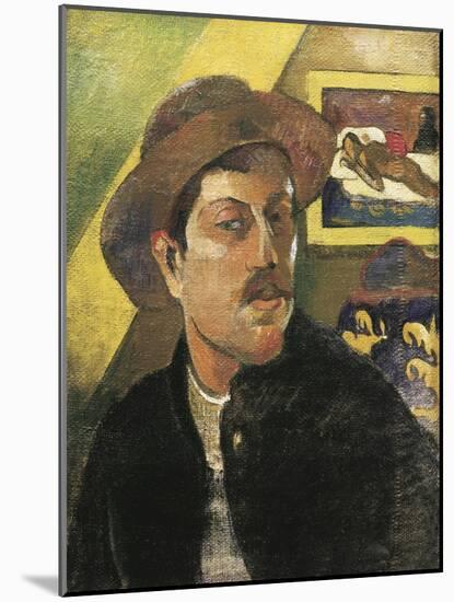 Self Portrait in a Hat-Paul Gauguin-Mounted Art Print