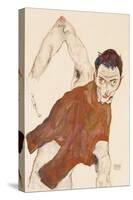 Self Portrait in a Jerkin with Right Elbow Raised, 1914-Egon Schiele-Stretched Canvas