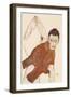 Self Portrait in a Jerkin with Right Elbow Raised, 1914-Egon Schiele-Framed Giclee Print