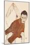 Self Portrait in a Jerkin with Right Elbow Raised, 1914-Egon Schiele-Mounted Giclee Print
