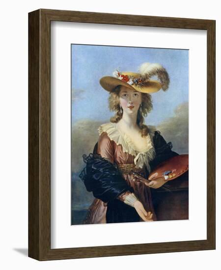 Self Portrait in a Straw Hat, C1782-Elisabeth Louise Vigee-LeBrun-Framed Giclee Print