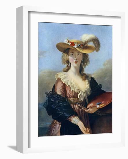 Self Portrait in a Straw Hat, C1782-Elisabeth Louise Vigee-LeBrun-Framed Giclee Print