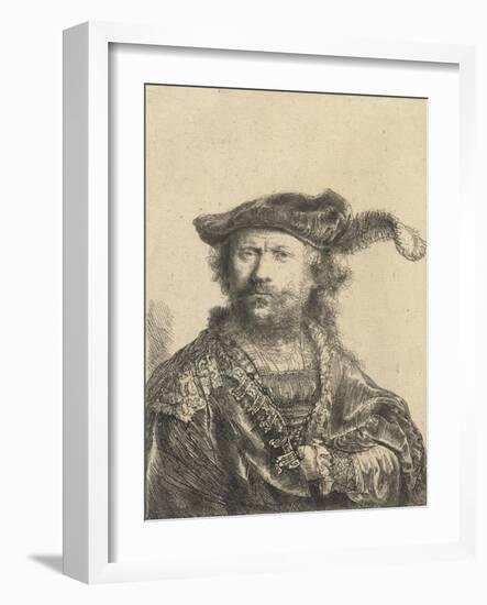 Self Portrait in a Velvet Cap with Plume, 1638-Rembrandt van Rijn-Framed Giclee Print