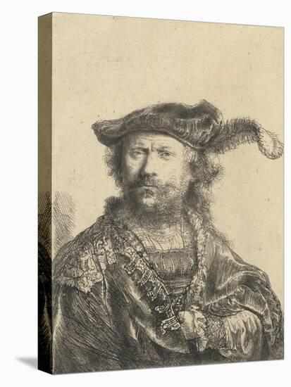 Self Portrait in a Velvet Cap with Plume, 1638-Rembrandt van Rijn-Stretched Canvas