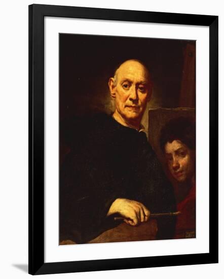 Self-Portrait in Act of Painting-Giuseppe Ghislandi-Framed Giclee Print