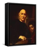 Self-Portrait in Act of Painting-Giuseppe Ghislandi-Framed Stretched Canvas
