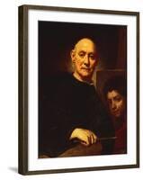 Self-Portrait in Act of Painting-Giuseppe Ghislandi-Framed Giclee Print