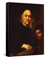 Self-Portrait in Act of Painting-Giuseppe Ghislandi-Framed Stretched Canvas