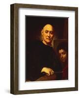 Self-Portrait in Act of Painting-Giuseppe Ghislandi-Framed Giclee Print