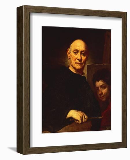 Self-Portrait in Act of Painting-Giuseppe Ghislandi-Framed Giclee Print