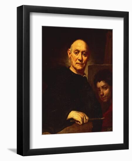 Self-Portrait in Act of Painting-Giuseppe Ghislandi-Framed Giclee Print