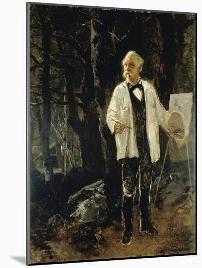 Self-Portrait in Forest of Fontainebleau-Giuseppe Palizzi-Mounted Giclee Print