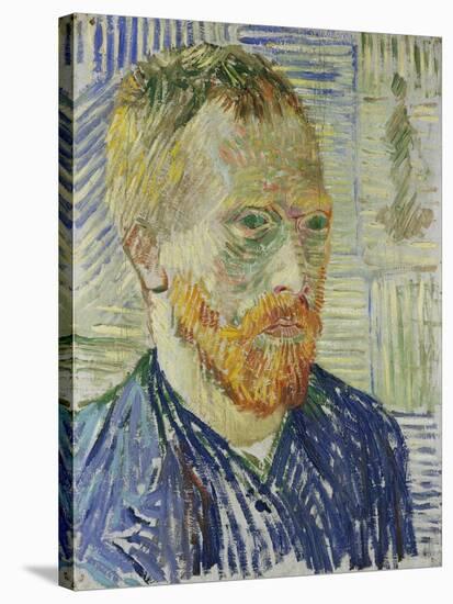 Self Portrait in Front of a Japanese Print, 1887-Vincent van Gogh-Stretched Canvas
