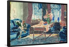 Self-Portrait: Interior of My New York Apartment. Dated: 1927. Dimensions: sheet: 35.88 × 51.12 ...-George Luks-Framed Poster