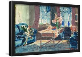 Self-Portrait: Interior of My New York Apartment. Dated: 1927. Dimensions: sheet: 35.88 × 51.12 ...-George Luks-Framed Poster