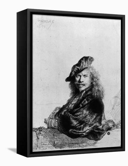 Self Portrait Leaning on a Stone Sill, 1639-Rembrandt van Rijn-Framed Stretched Canvas