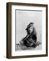 Self Portrait Leaning on a Stone Sill, 1639-Rembrandt van Rijn-Framed Giclee Print