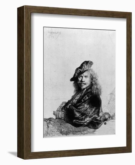 Self Portrait Leaning on a Stone Sill, 1639-Rembrandt van Rijn-Framed Giclee Print