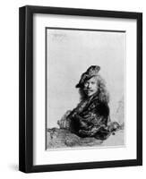 Self Portrait Leaning on a Stone Sill, 1639-Rembrandt van Rijn-Framed Giclee Print