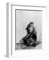 Self Portrait Leaning on a Stone Sill, 1639-Rembrandt van Rijn-Framed Giclee Print