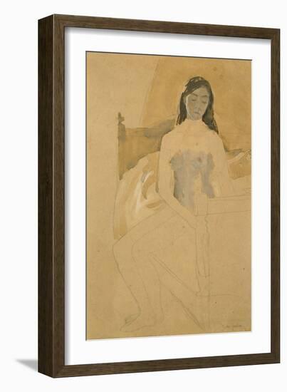 Self Portrait, Naked, Sitting on a Bed-Gwen John-Framed Giclee Print