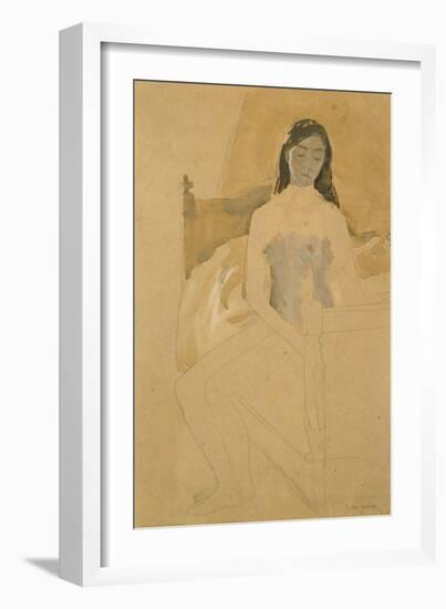 Self Portrait, Naked, Sitting on a Bed-Gwen John-Framed Giclee Print