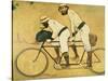 Self Portrait of Casas with Pere Romeu on a Tandem, 1897 (Oil on Panel)-Ramon Casas i Carbo-Stretched Canvas