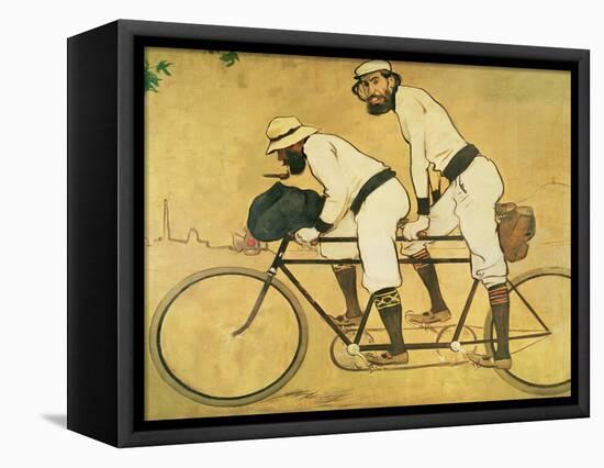 Self Portrait of Casas with Pere Romeu on a Tandem, 1897 (Oil on Panel)-Ramon Casas i Carbo-Framed Stretched Canvas
