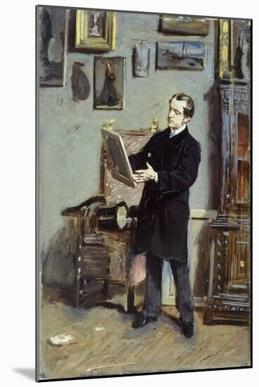 Self-Portrait of Giovanni Boldini Looking at a Picture, Ca 1865-Giovanni Boldini-Mounted Giclee Print