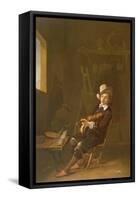 Self Portrait of the Artist Playing a Violin-John Absolon-Framed Stretched Canvas