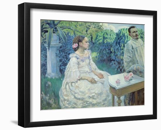 Self Portrait of the Artist with His Sister, Elena Borisova-Musatova, 1898-Viktor Elpidiforovich Borisov-musatov-Framed Giclee Print