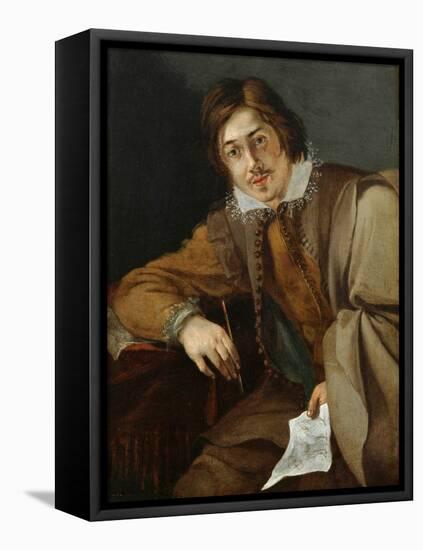 Self-Portrait (Oil on Copper)-Cornelis Saftleven-Framed Stretched Canvas