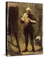 Self Portrait (Oil on Panel)-Honore Daumier-Stretched Canvas