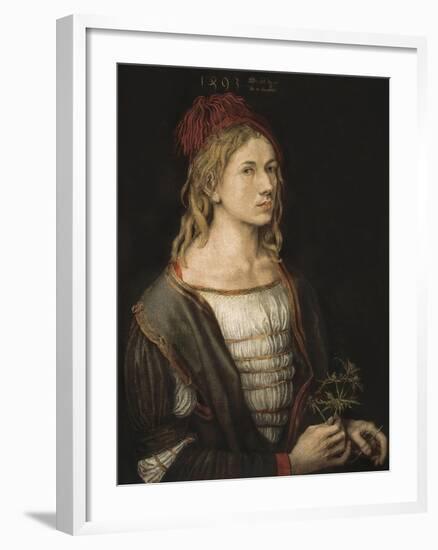 Self-Portrait or Portrait of the Artist Holding a Thistle-Albrecht Dürer-Framed Art Print