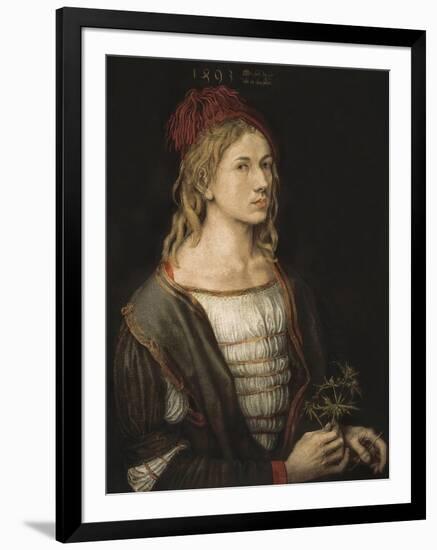 Self-Portrait or Portrait of the Artist Holding a Thistle-Albrecht Dürer-Framed Art Print