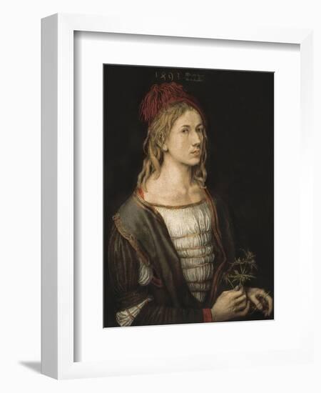 Self-Portrait or Portrait of the Artist Holding a Thistle-Albrecht Dürer-Framed Art Print