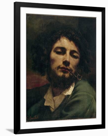 Self-Portrait or the Man with the Pipe (Oil on Canvas, 1849)-Gustave Courbet-Framed Giclee Print