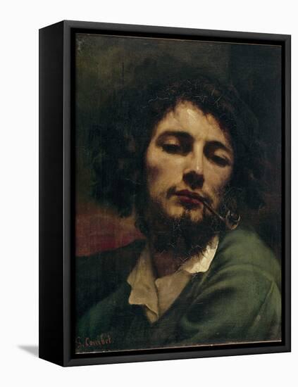 Self-Portrait or the Man with the Pipe (Oil on Canvas, 1849)-Gustave Courbet-Framed Stretched Canvas