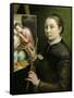 Self-portrait, painting the Madonna, 1556-Sofonisba Anguissola-Framed Stretched Canvas