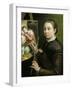 Self-portrait, painting the Madonna, 1556-Sofonisba Anguissola-Framed Giclee Print