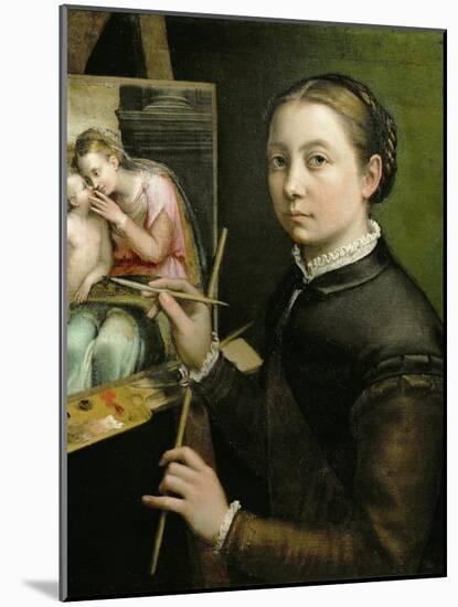 Self-portrait, painting the Madonna, 1556-Sofonisba Anguissola-Mounted Giclee Print