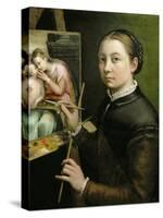 Self-portrait, painting the Madonna, 1556-Sofonisba Anguissola-Stretched Canvas