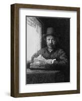 Self Portrait While Drawing, 1648-Rembrandt van Rijn-Framed Giclee Print