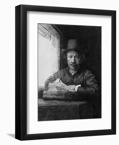 Self Portrait While Drawing, 1648-Rembrandt van Rijn-Framed Giclee Print