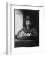 Self Portrait While Drawing, 1648-Rembrandt van Rijn-Framed Giclee Print