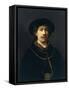 Self-Portrait with a Hat and Two Chains-Rembrandt van Rijn-Framed Stretched Canvas