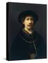 Self-Portrait with a Hat and Two Chains-Rembrandt van Rijn-Stretched Canvas