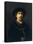 Self-Portrait with a Hat and Two Chains-Rembrandt van Rijn-Framed Stretched Canvas