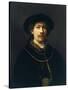 Self-Portrait with a Hat and Two Chains-Rembrandt van Rijn-Stretched Canvas